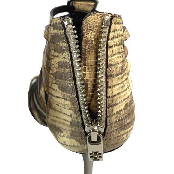 Tory Burch Cuba Caged Strappy Snake Print Leather Stiletto Heels Size 8 - Picture 6 of 9